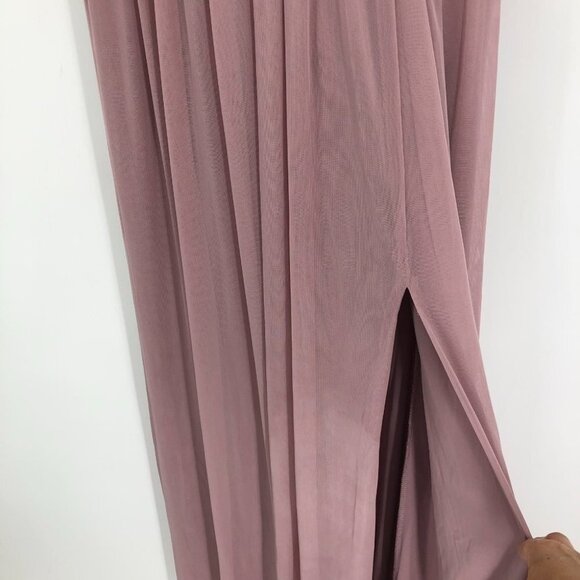 NWT David’s Bridal Rose  Gold Metallic Empire Mesh Maxi Bridesmaids Dress size 4 - Picture 6 of 16